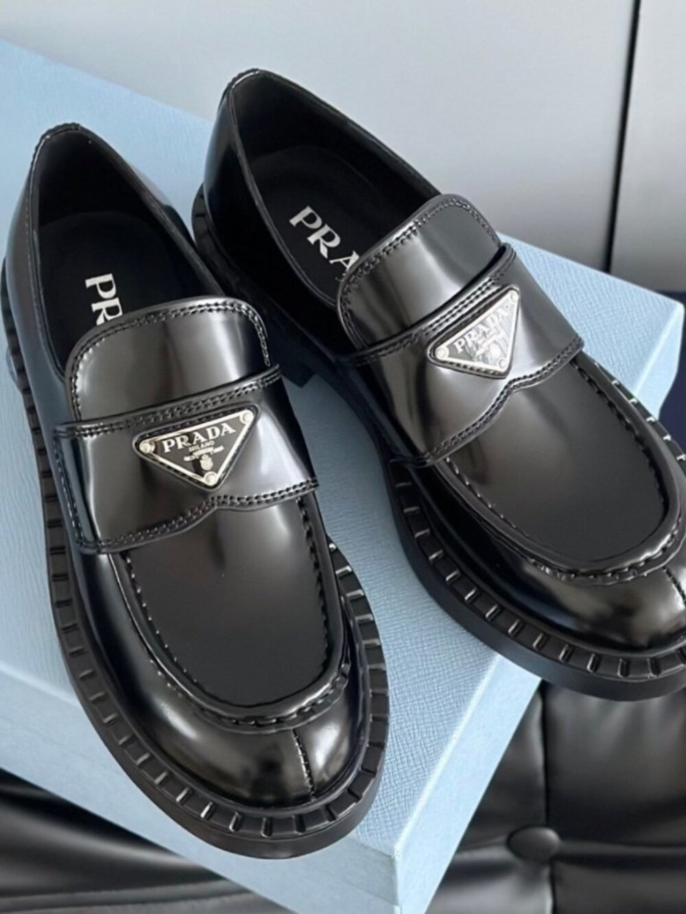 Prada Chunky Lug Sole Platform Loafers